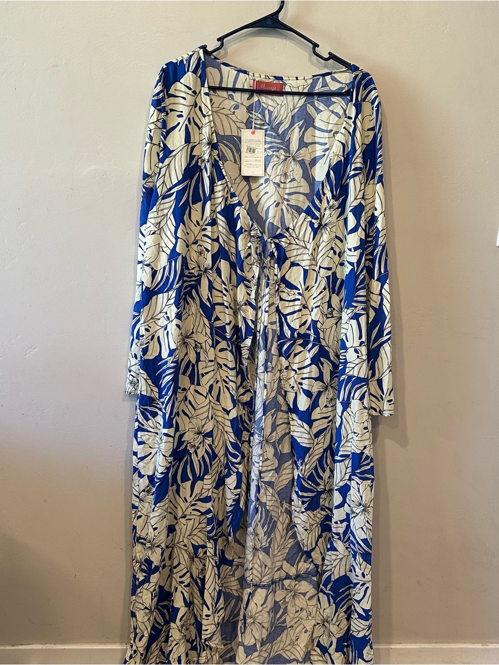Maaji Nordstrom Swim Coverup Women’s One Size Tie Blue White Tropical Floral
